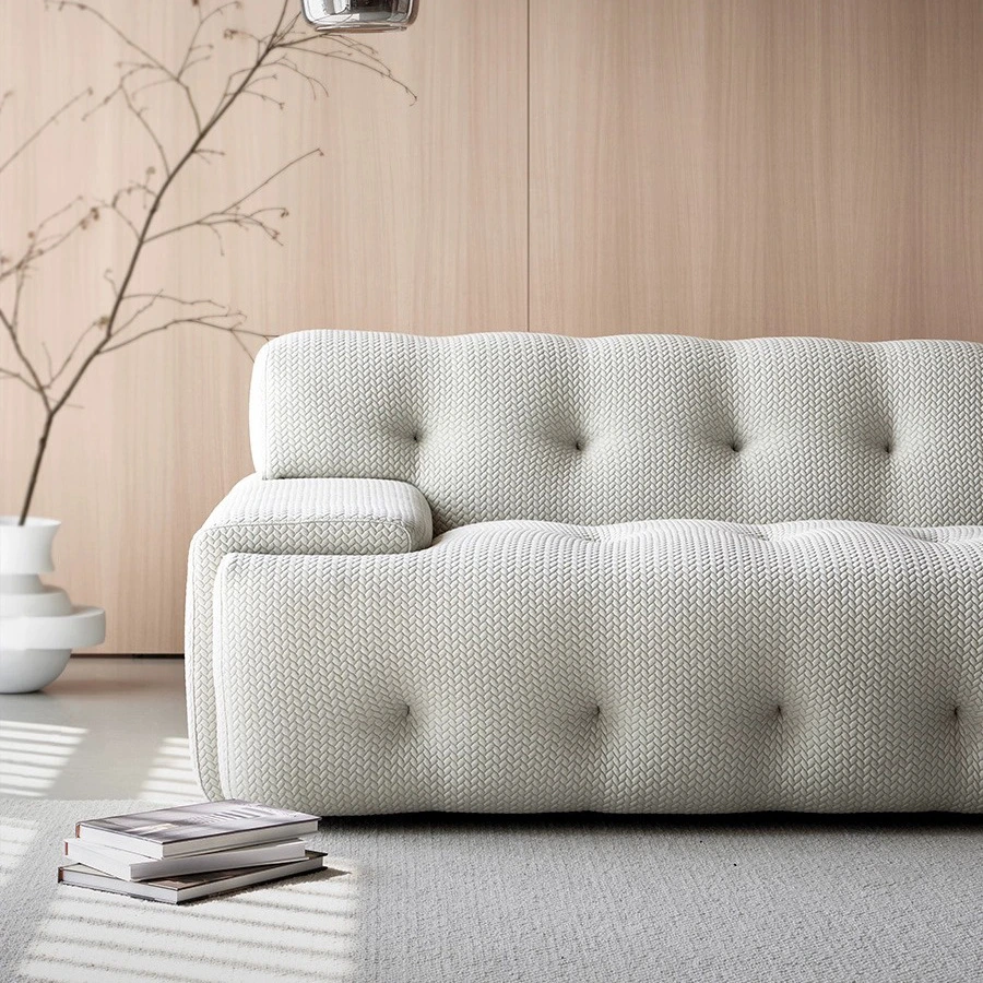 Modern Luxus Italienischen Stil Pull Schnalle Samt Stoff Leder Modular Sektional Sofa Set Wohnzimmer Möbel für Home Hotel