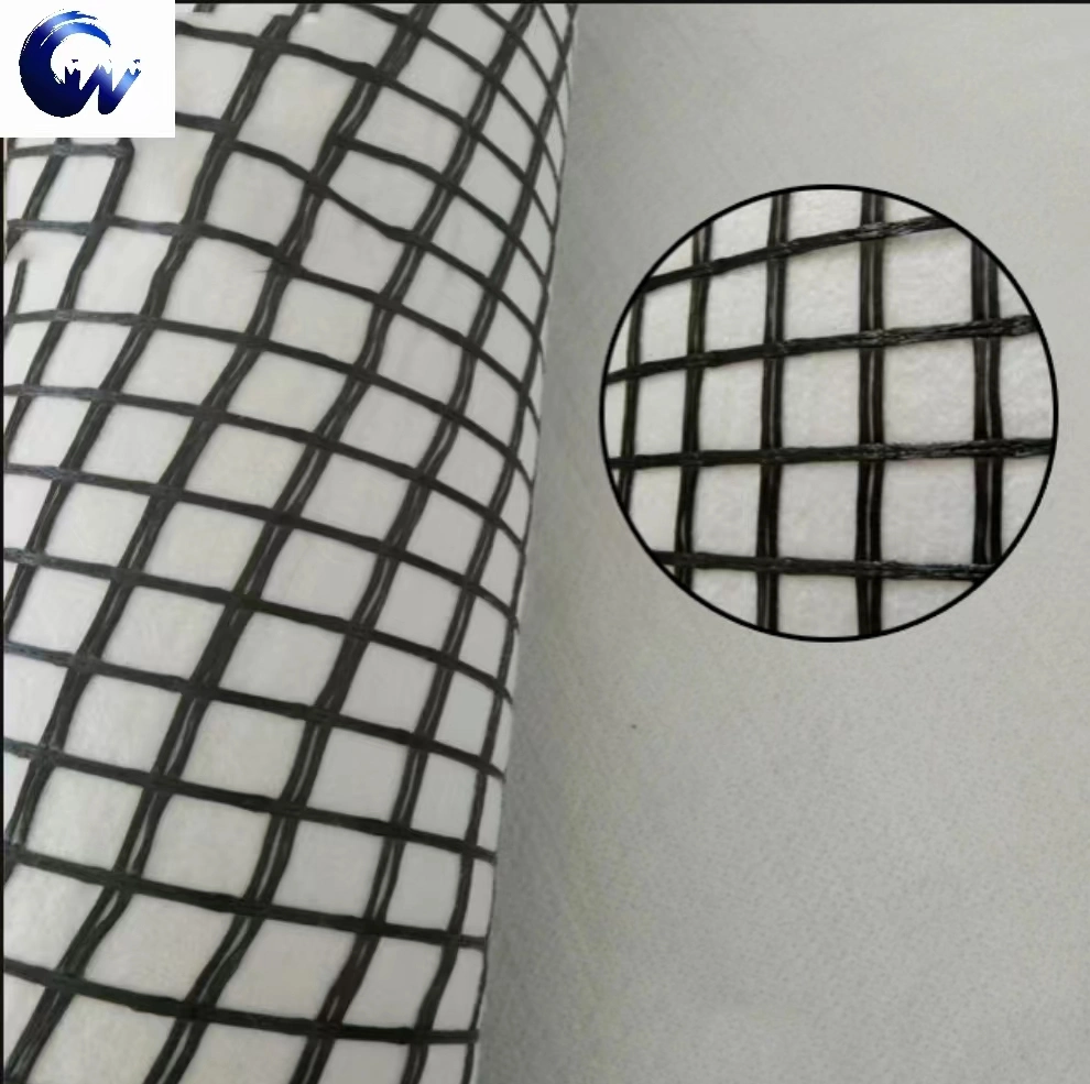 Matériau de construction pratique en polyester tissu géogrille composite avec géotextile.