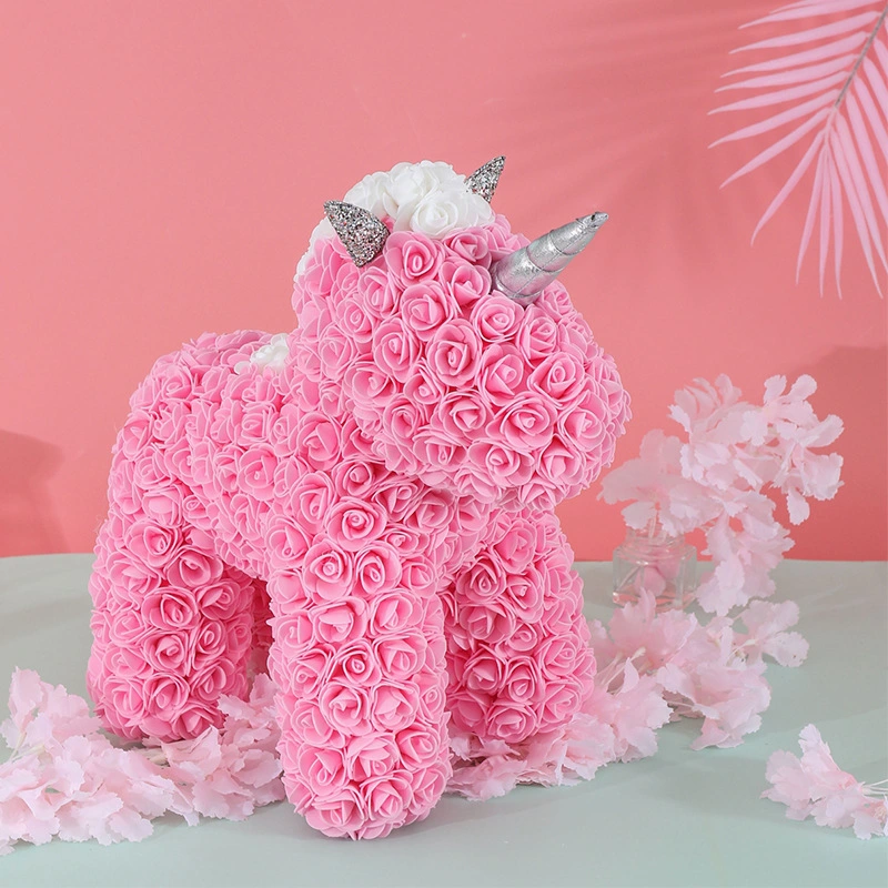 Factory Wholesale/Supplier PE Foam Flower Rose Unicorn Pet Bear with Gift Box for Weddings Party Valentine's Day Love Birthday Present