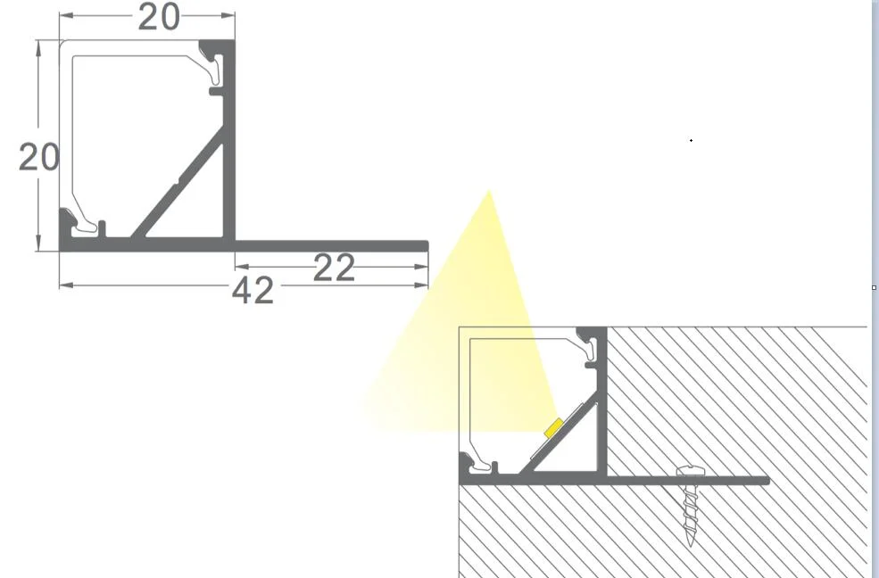 Apt3305 Corner Hollow Plaster LED Aluminum Profile for Dry Wall Ceiling Fixture LED Lighting