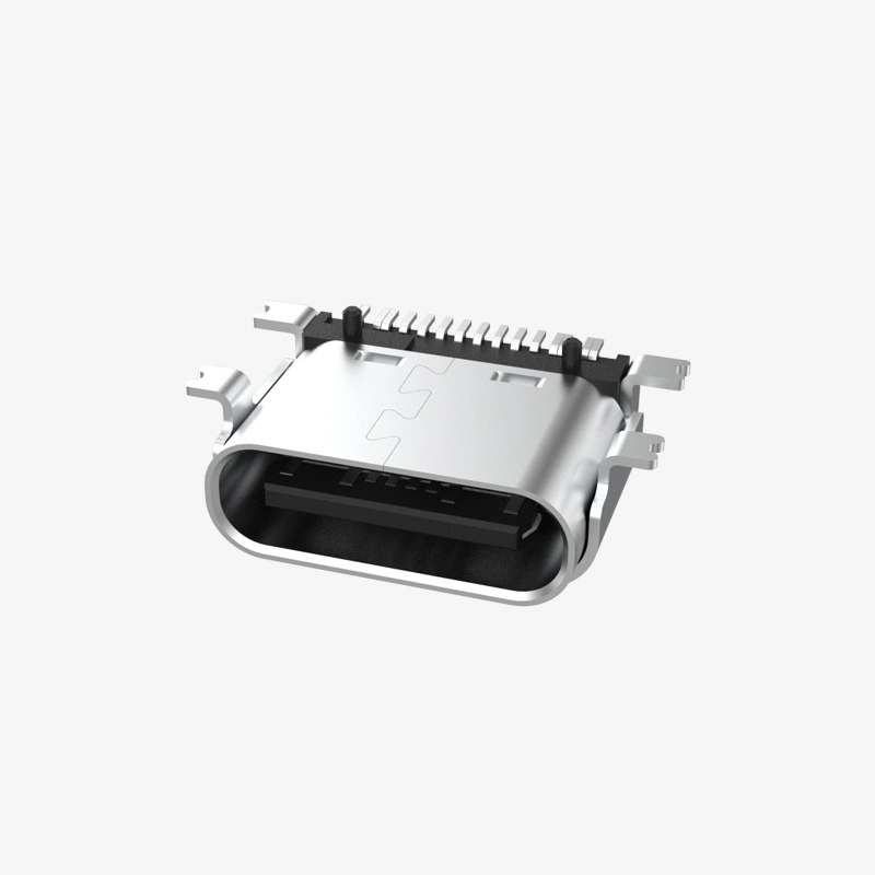 USB Type C R/A Socket 16 Pin SMT, Dual Shell Waterproof Electrical Connections