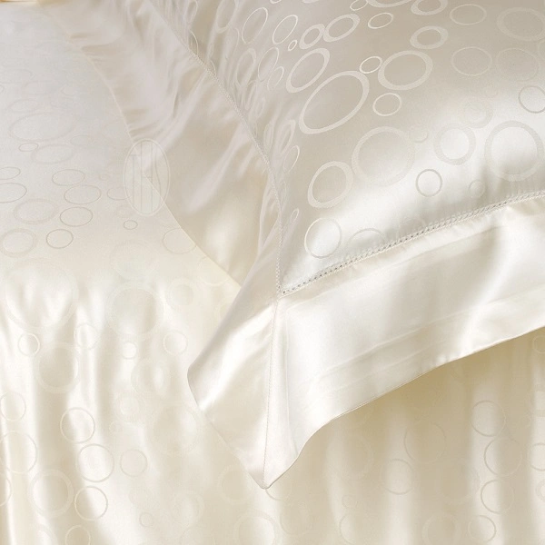 Thx Silk Luxury Jacquard Ivory White 100% Silk Bedding Sets