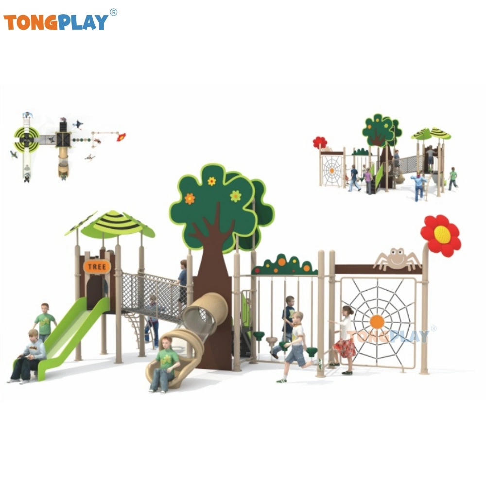 Big Tree House Commercial Customized Park Kids Stainless Steel Slide Garden Kids Plastic Slide Outdoor Playground