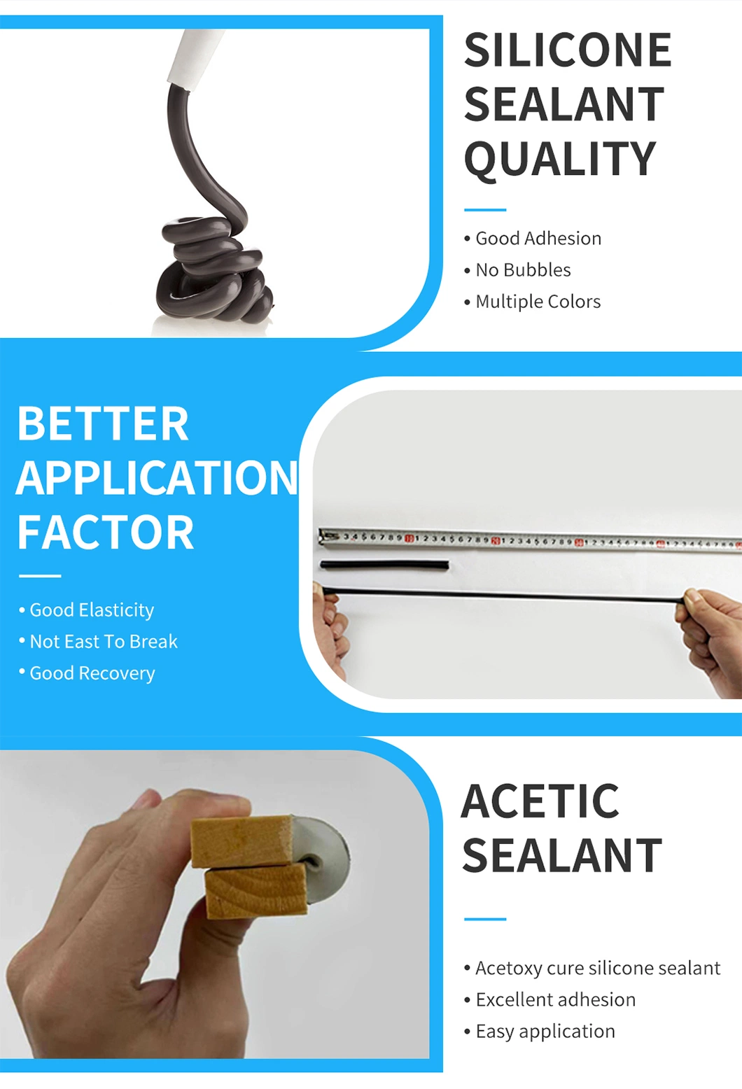 Special Use Building Glass RTV Acetic Silicone Sealant Glue for Windows and Door