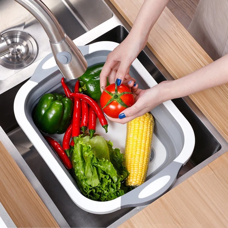 4 in 1 Kitchen Foldable Cutting Board Sinks Drain Basket Chopping Boards 02