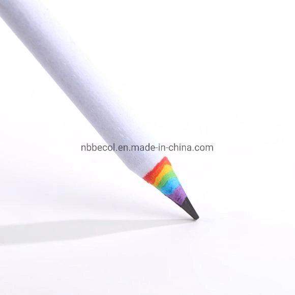 Promotional 7 Inches Rainbow Paper Pencil with Color Pencil Paper Box Package