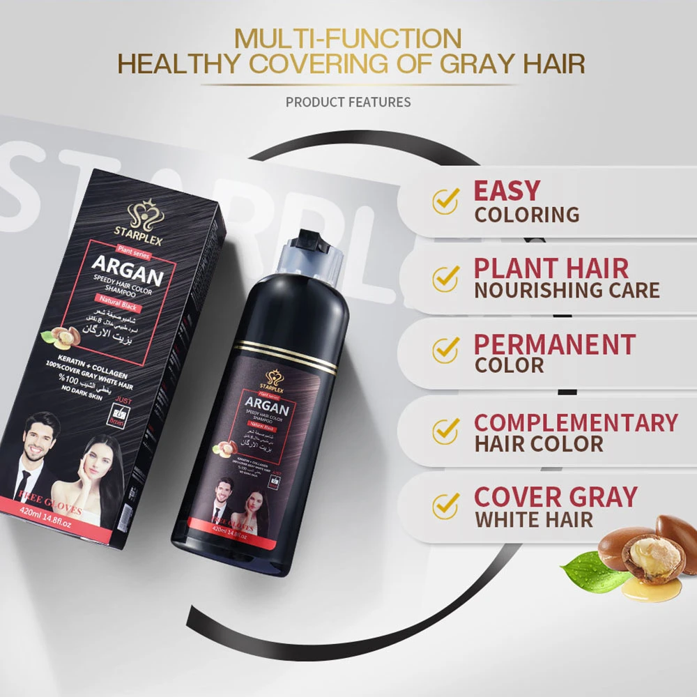Starplex التخصيص الأساسي الشعر منتج خاص ملصق الأعشاب الطبيعية بالجملة أسود أرجان سريع لون الشعر الشامبو
