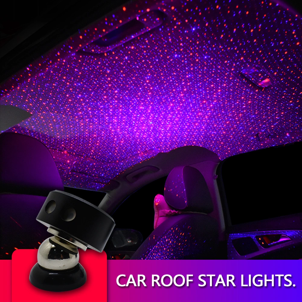 Autorotation Dual Color Car Sky Projection Lamp USB Star Light Interior Decoration Roof Star Light Car Starry Sky Lights