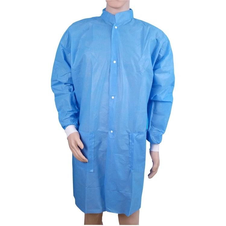 Wholesale/Supplier Nonwoven White Medical PP Cheap Disposable Surgery Lab Coats with Pockets