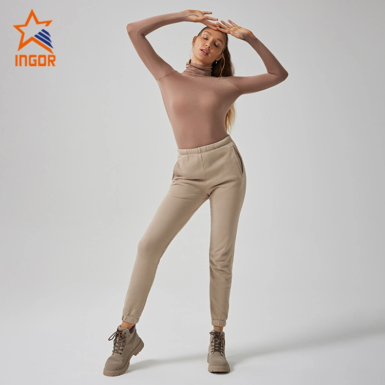 Ingor Sportswear Activewear Clothing Manufacturers ODM OEM Custom Women Long Sleeve T Shirt & Jogger Pants Sets Street Casual Wear Women Apparel