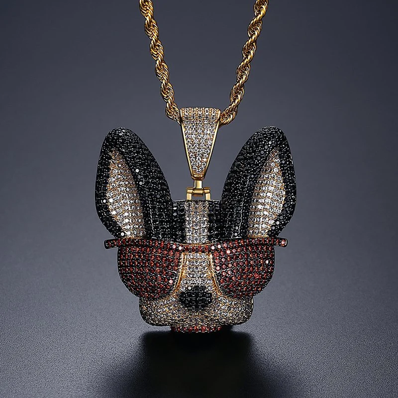 Fashion Jewellery Manufacturer Animal Dog Pendant Necklace Hip Hop Jewelry Punk