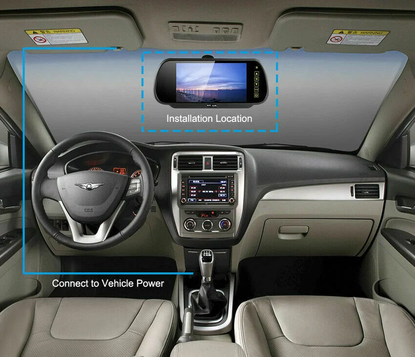 LCD TFT de 7 pulgadas de pantalla pulse el botón Vista trasera del monitor retrovisor coche con mando a distancia 12-24V para la carretilla Van SUV