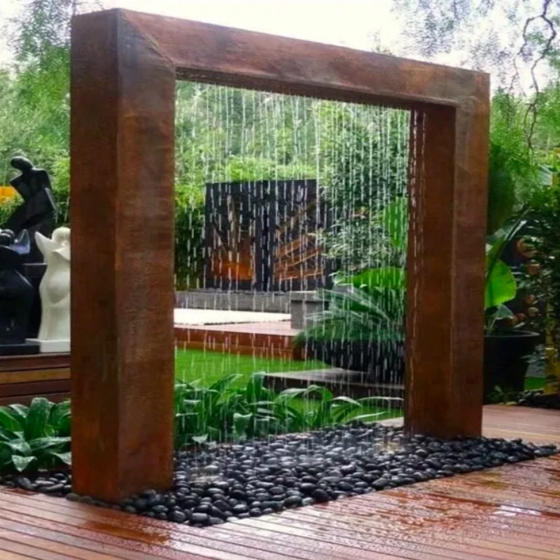 Caída de agua de ornamentos de jardín al aire libre diseño de acero Corten agua