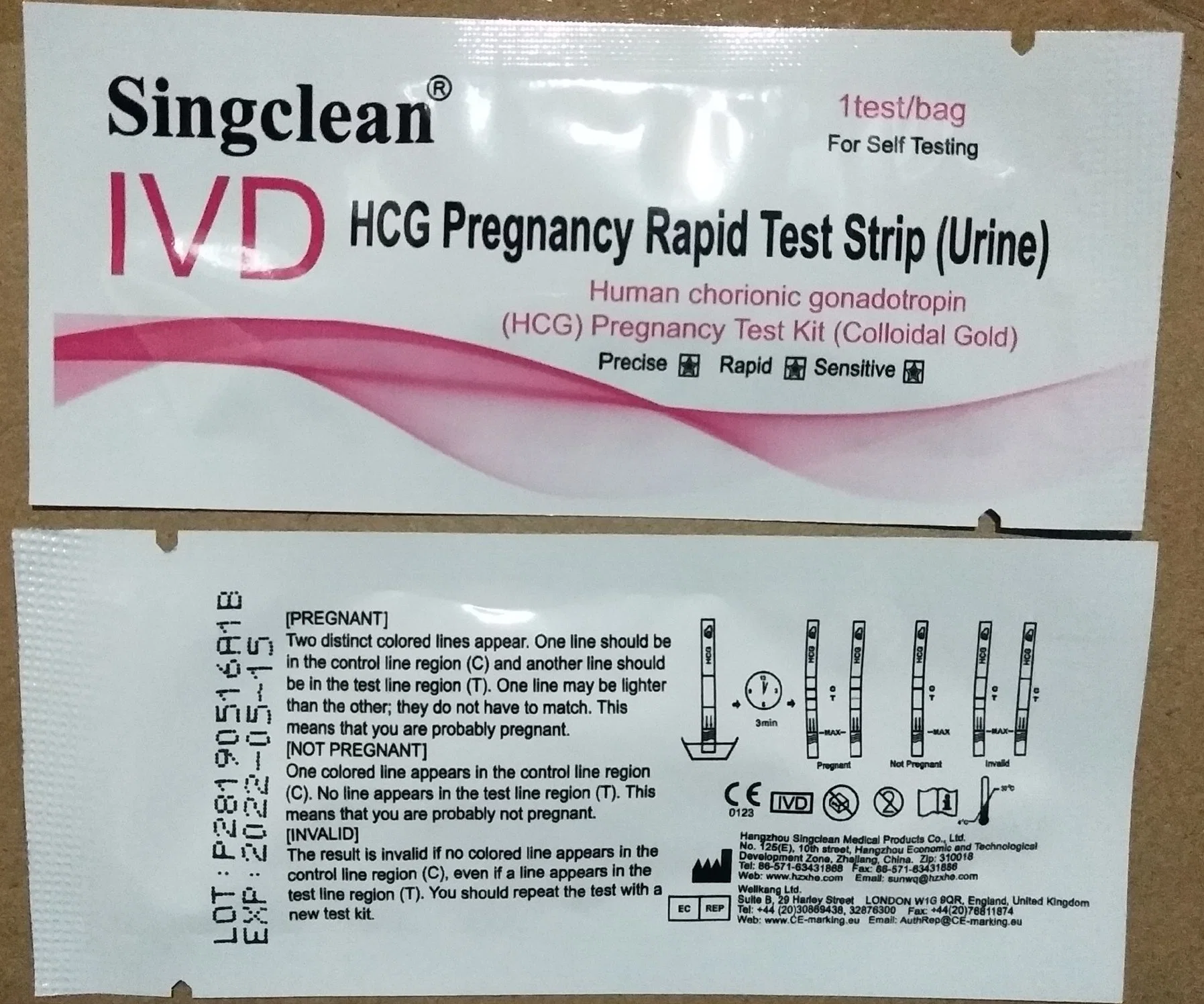 Bande de Gaza, cassette et en cours de route Singclean® ou personnalisé Kit neutre HCG Test rapide