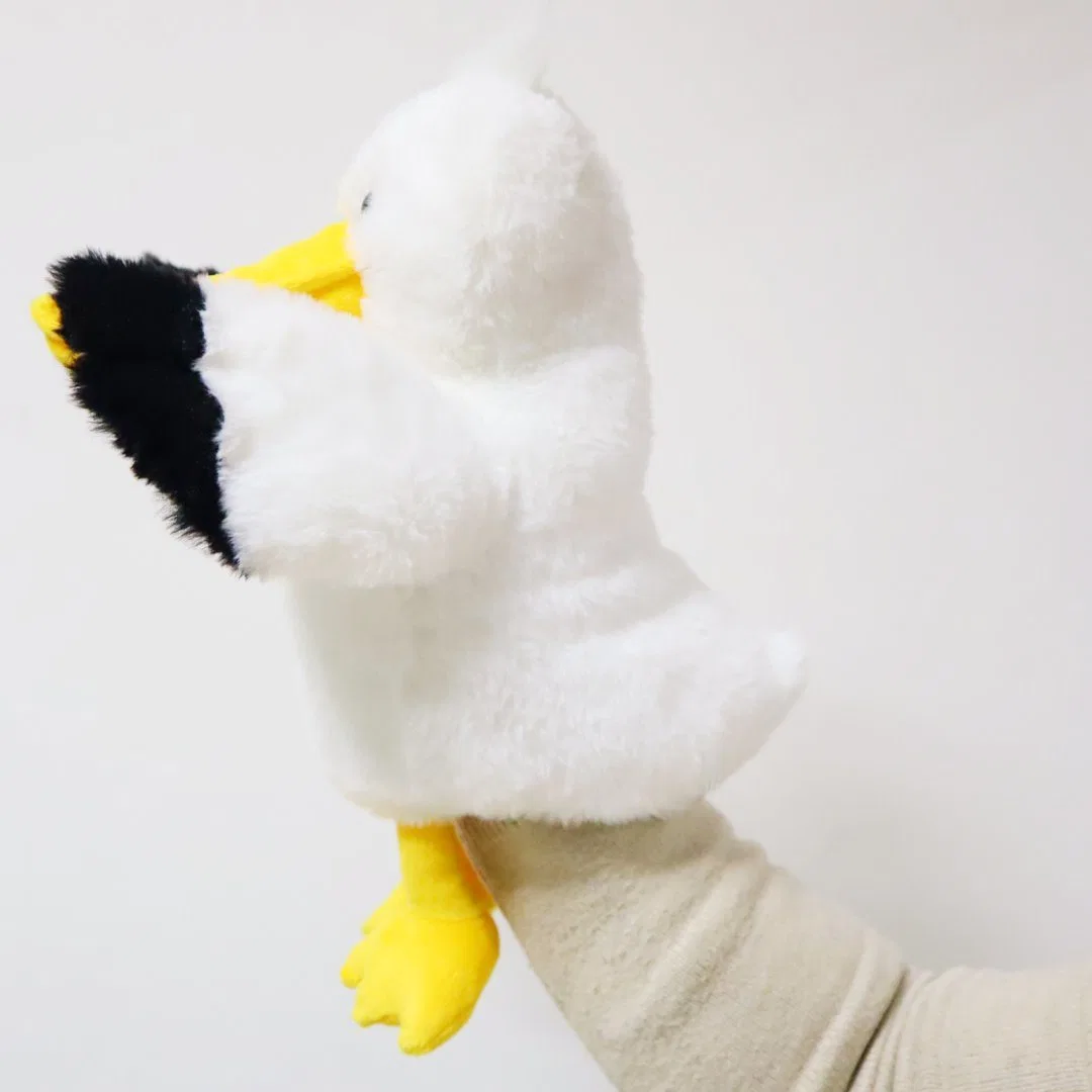 Wholesale White Hand Puppets Plush Bird Doll Toys 26cm (H) Pelican Long Beak Puppet Kids Soft Stuffed Animal Big Mouth