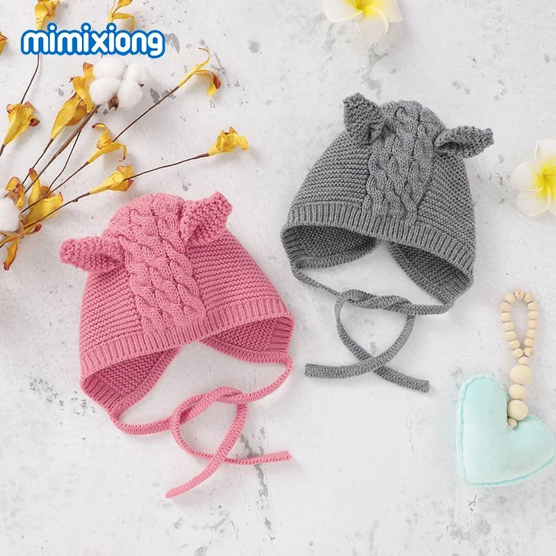 Wholesale/Supplier Price Baby Girl Boy Hats Autumn Winter Fashion Warm Knitted Hats with Cute Ears