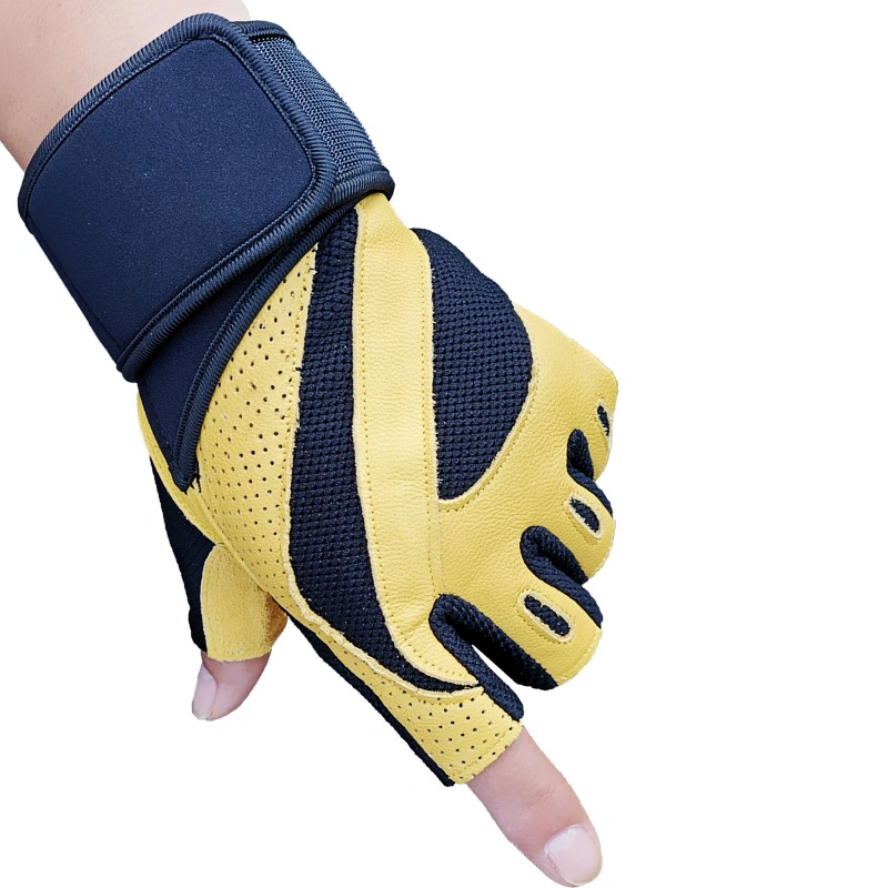 Breathable Workout Leather Body Building Training Fitness Gym Gloves