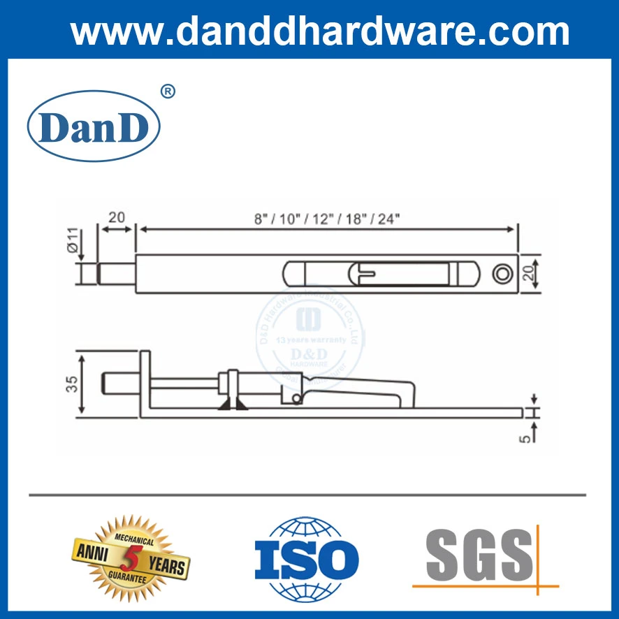 Stainless Steel Commercial Door Fittings Security Bolts for Shed Doors