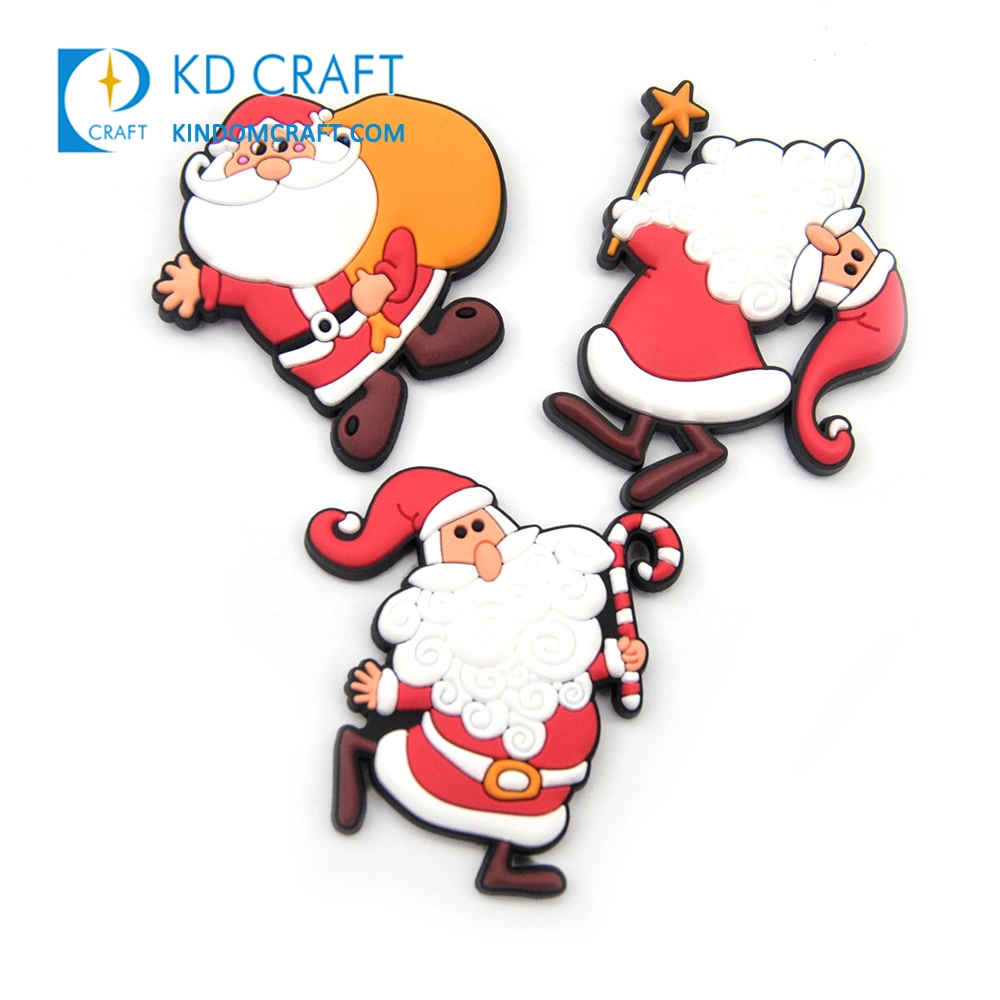 Wholesale Custom Logo 2D 3D Silicone Rubber Soft PVC Festival Christmas Cute Santa Claus Fridge Magnet for Souvenir