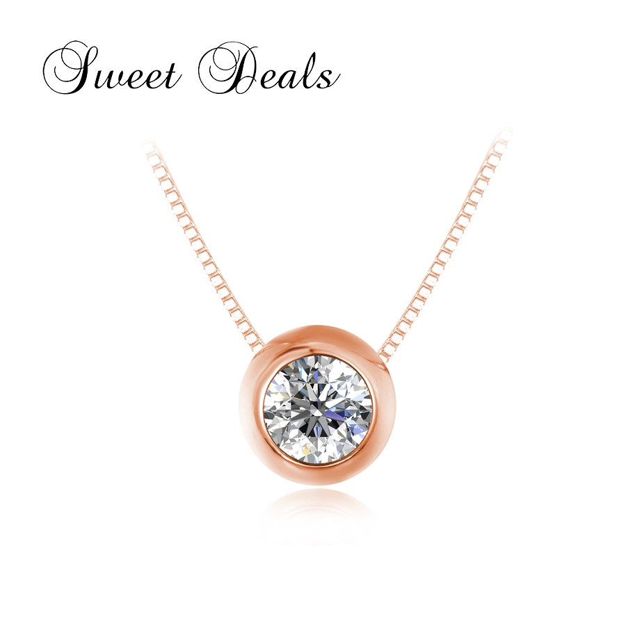 Round Diamond Necklace Fashion Jewelry with 18K White Gold Plated