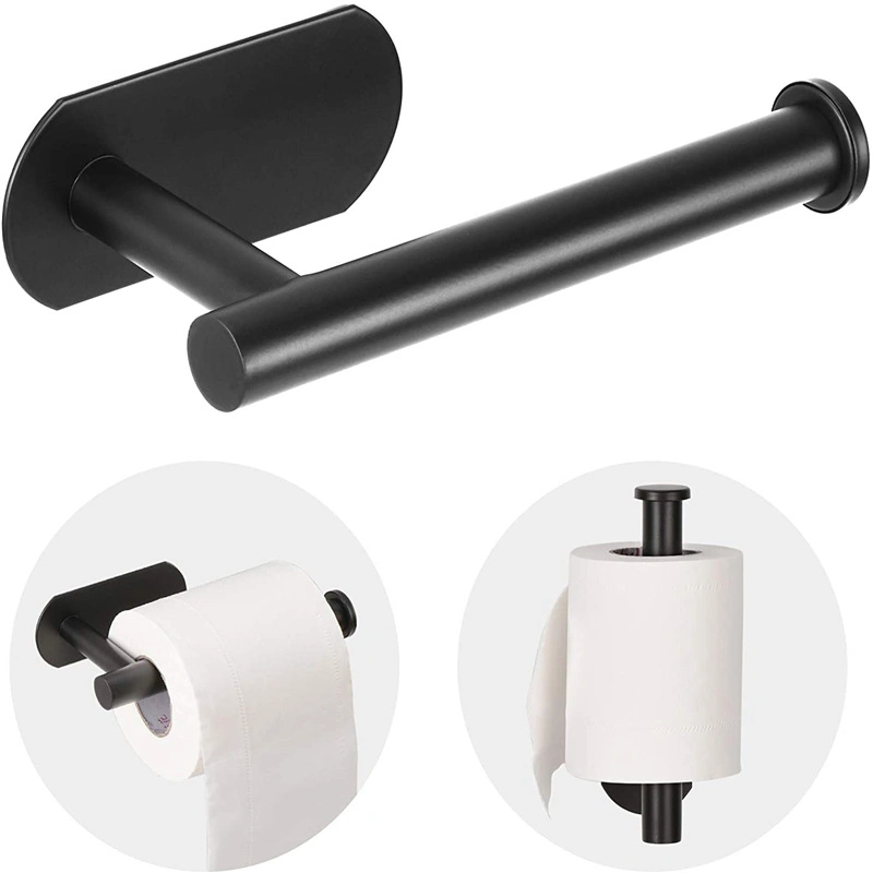 1PC Portarrollos de tejido de montaje en pared colgador de rodillo de acero inoxidable 304 negro mate de cuarto de baño Toalla de tejido de soporte