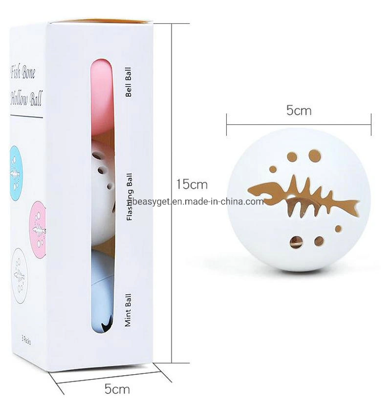 3PCS Pet Cat Toy Catnip Ball Tri-Color Plastic Interactive Ball Training Sport Small Bell with Flashing Light and Natural Catnip Esg12733