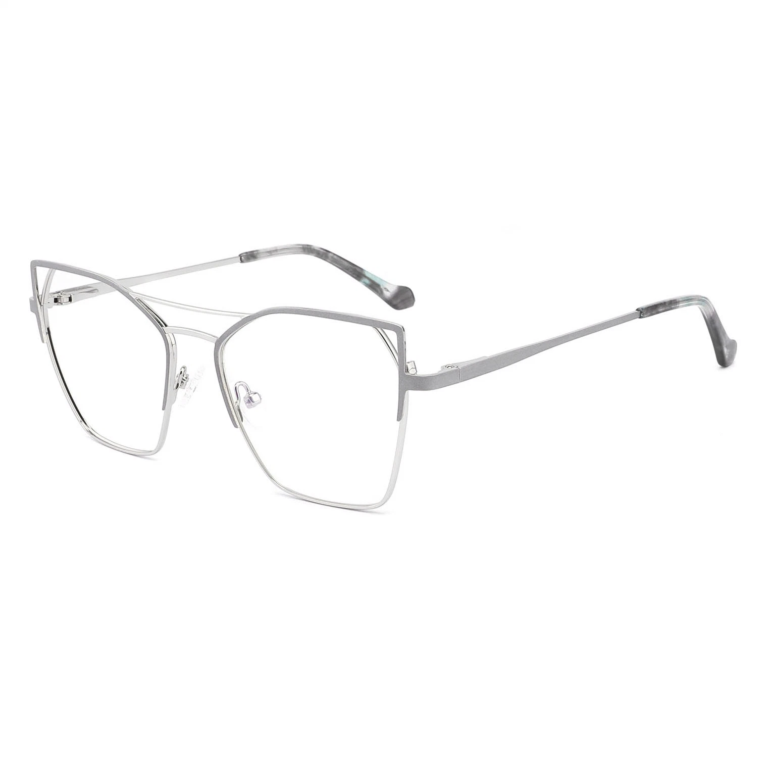 CAT Eye Designer Style Double Bridge Metal Brillen für Damen Zweifarbige Einzigartige Vollrand-Optical Frames