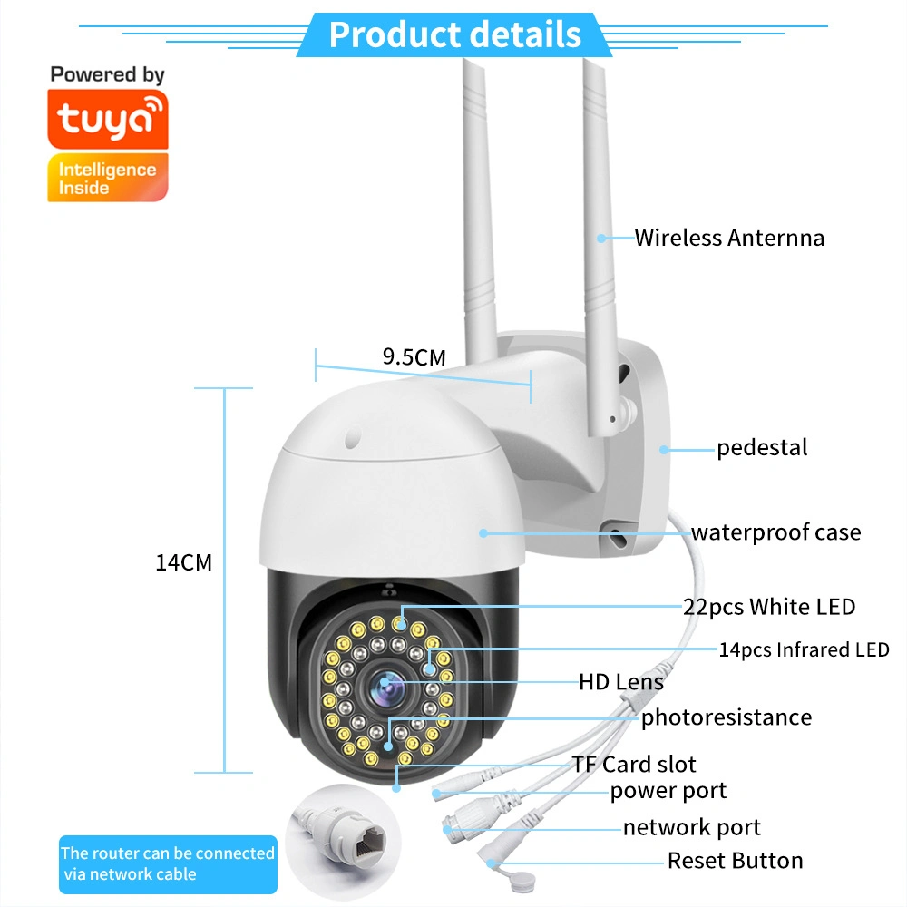 V380 PRO or Tuya 3MP WiFi Waterproof Dome PTZ Camera Smart Wireless H. 265 Onvif IP CCTV IP Camera C18