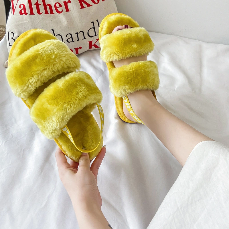 Happy Slides New Design Wholesale/Supplier LV Shoes Real fur Slides Chaussons produits d'hiver