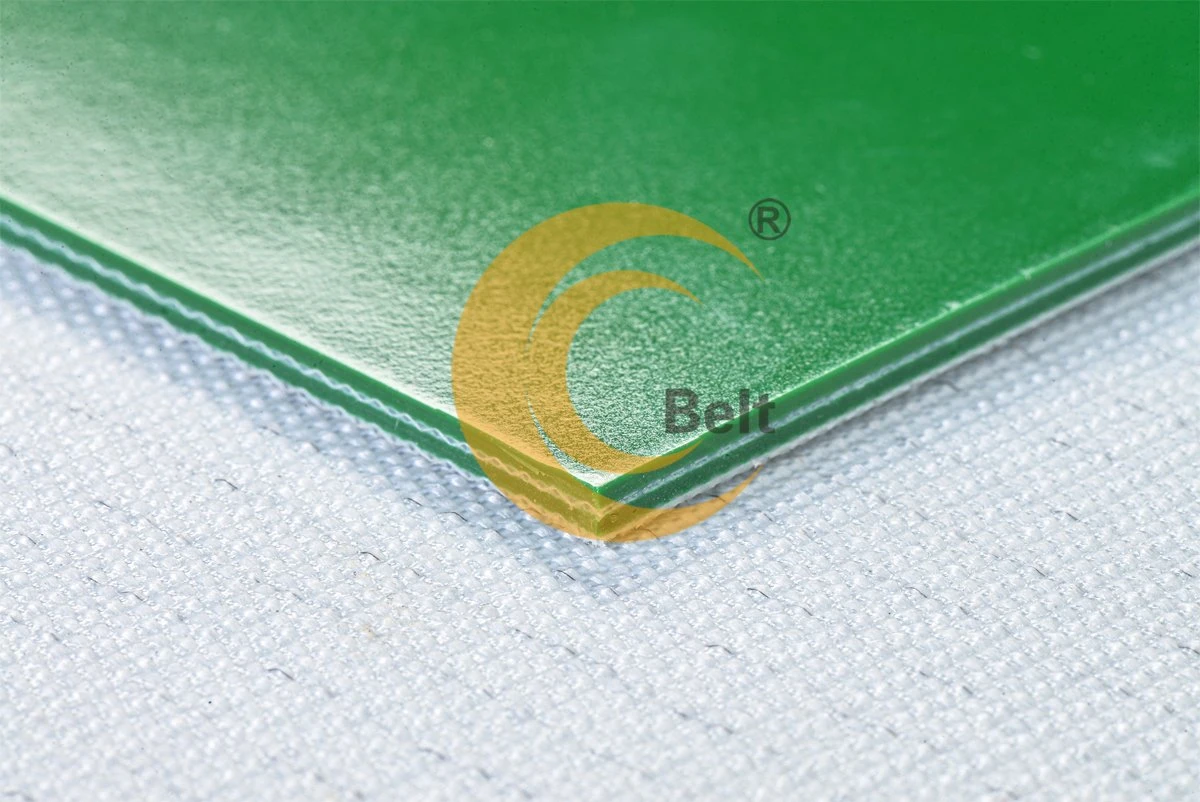 3mm cinta transportadora de PVC de color verde brillante comienzo de la logística