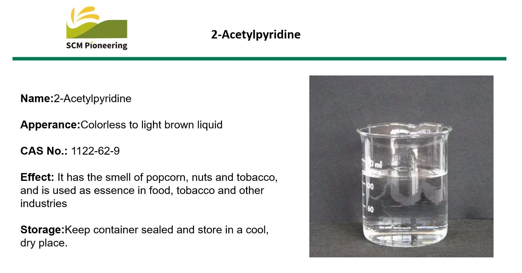 Qualité alimentaire médecine saveur intermédiaire 2-acétyl-pyridine pour le tabac/l'alimentation