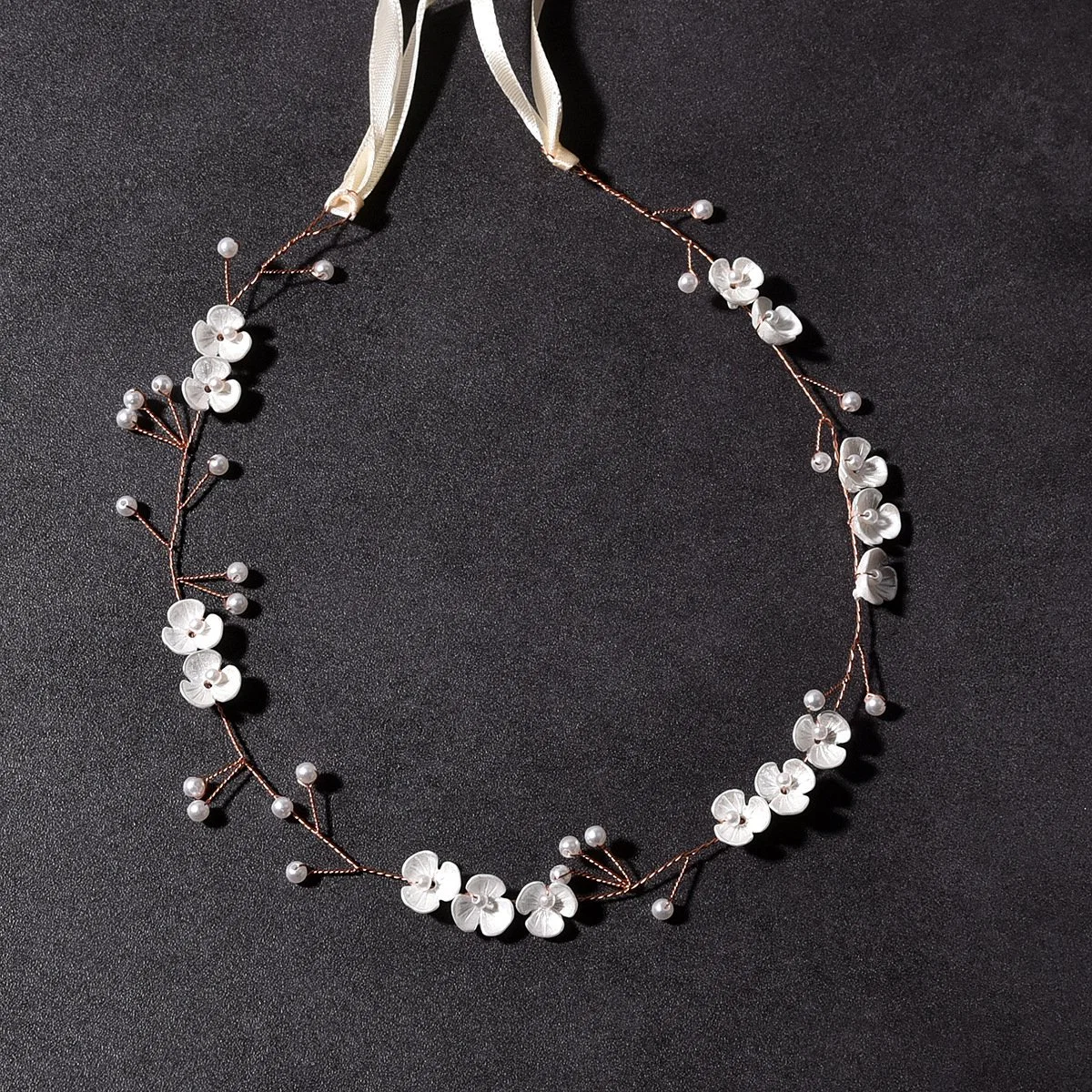 Handmade Women Girl Prom Party Ceramic Flower Bridal Jewelry Set Crystal Headpiece Wedding Hair Accessories