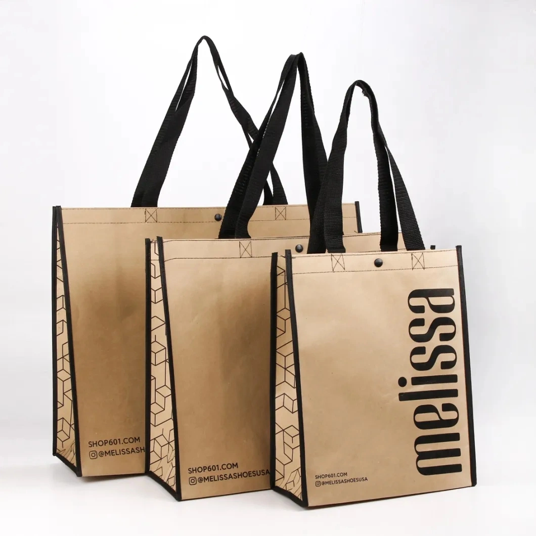 Brown Kraft Paper Laminated Non Woven Gift Packaging Carrier Tote Shopping Bags