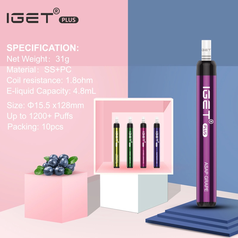 Iget Plus 1200 Puffs 5% никотина катушки сетки одноразовые Электронные сигареты