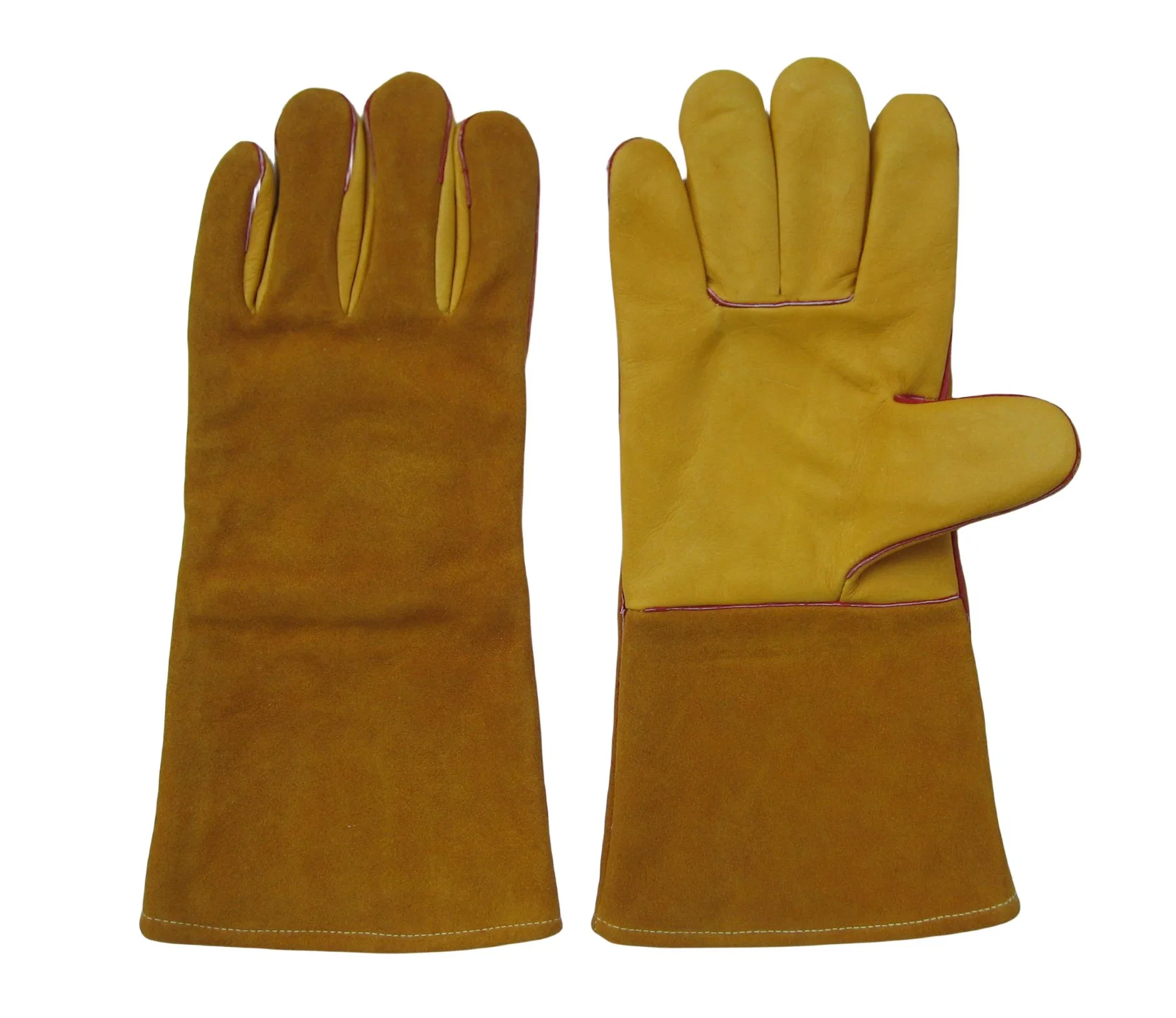 Yello cuir de vache grain paume dos fendu et soudure de manchette Gants de sécurité