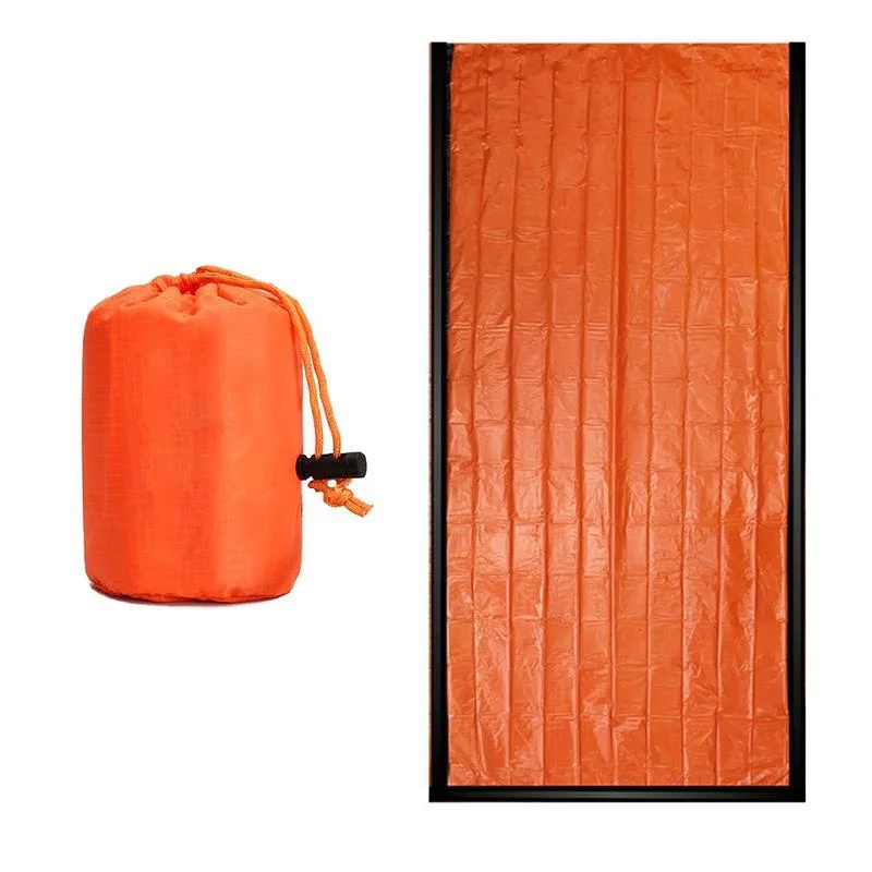 Aluminum Coated PE Emergency Insulation Blanket - Single Person Camping Survival Sleeping Bag