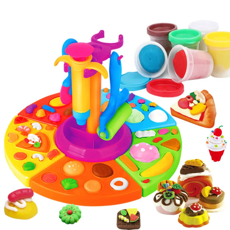 Luxury Accessories DIY Pizza Model Clay Set Kids Pretend Play Dessert Dough Machines Toys
