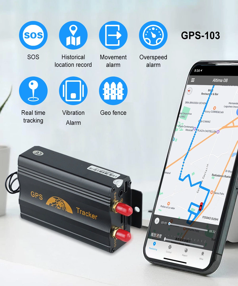 Fournisseur initial du système d'alarme de voiture GPS tracker Tk 103 avec Android en temps réel les apps Ios Appareil de localisation GPS