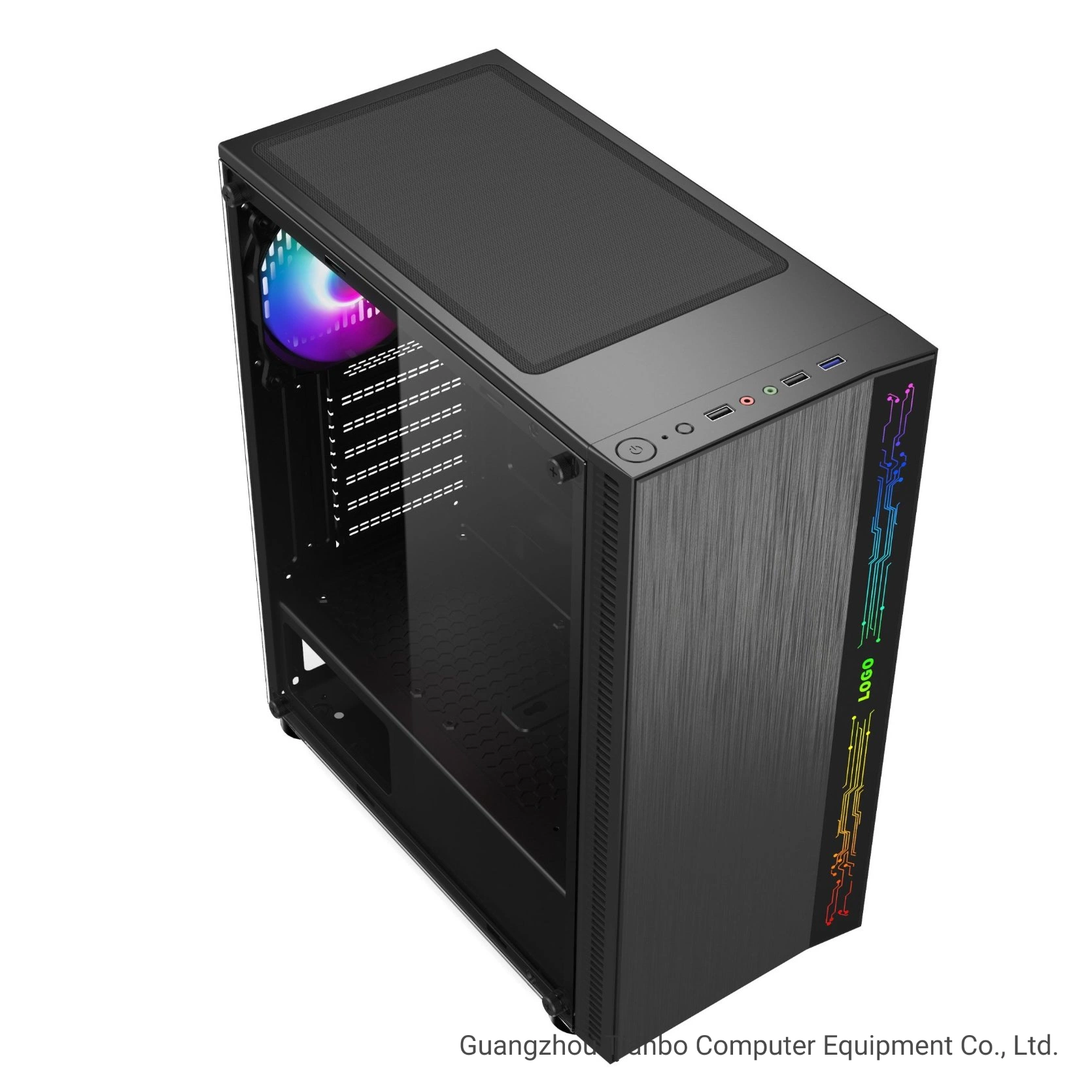 Desktop Computer Case with Elegant Front RGB Strip ATX PC Cases