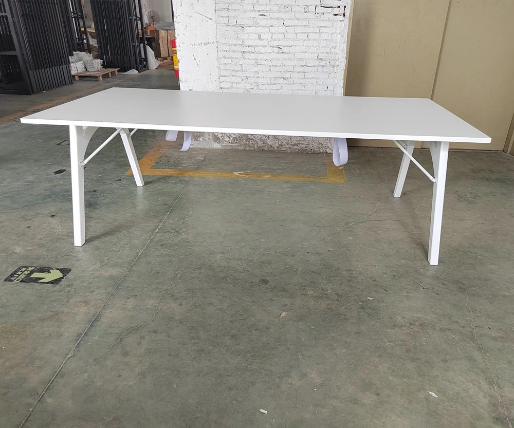 Good Quality Commercial Event Hire Furniture White Wood Rectangle Table Folding Event Rental Dining Table