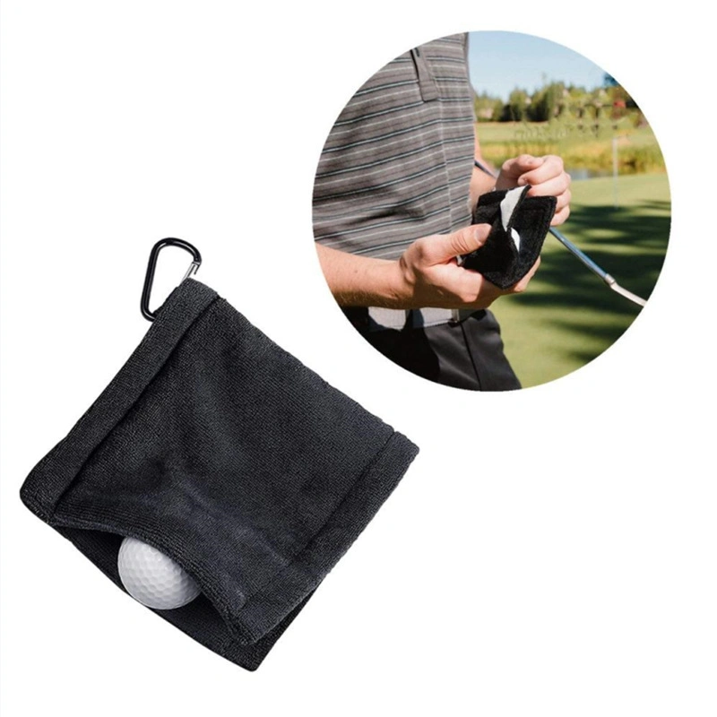 Serviette de nettoyage de balle de golf carré facile avec crochet de nettoyage portable Accessoires de golf