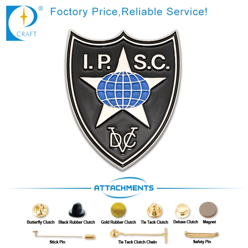 Factory Price Custom Design Your Own Logo Shield Shape Offset Printing Epoxy Military Coin Lapel Pin Name Badges