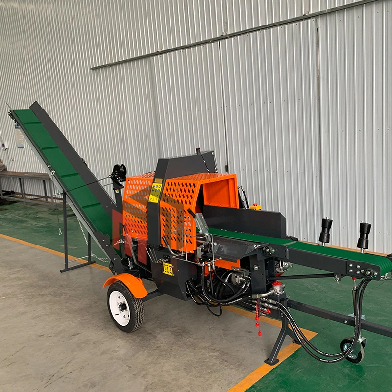 20ton Log Splitter processador de madeira a gasolina cortador de madeira com Log Elevador