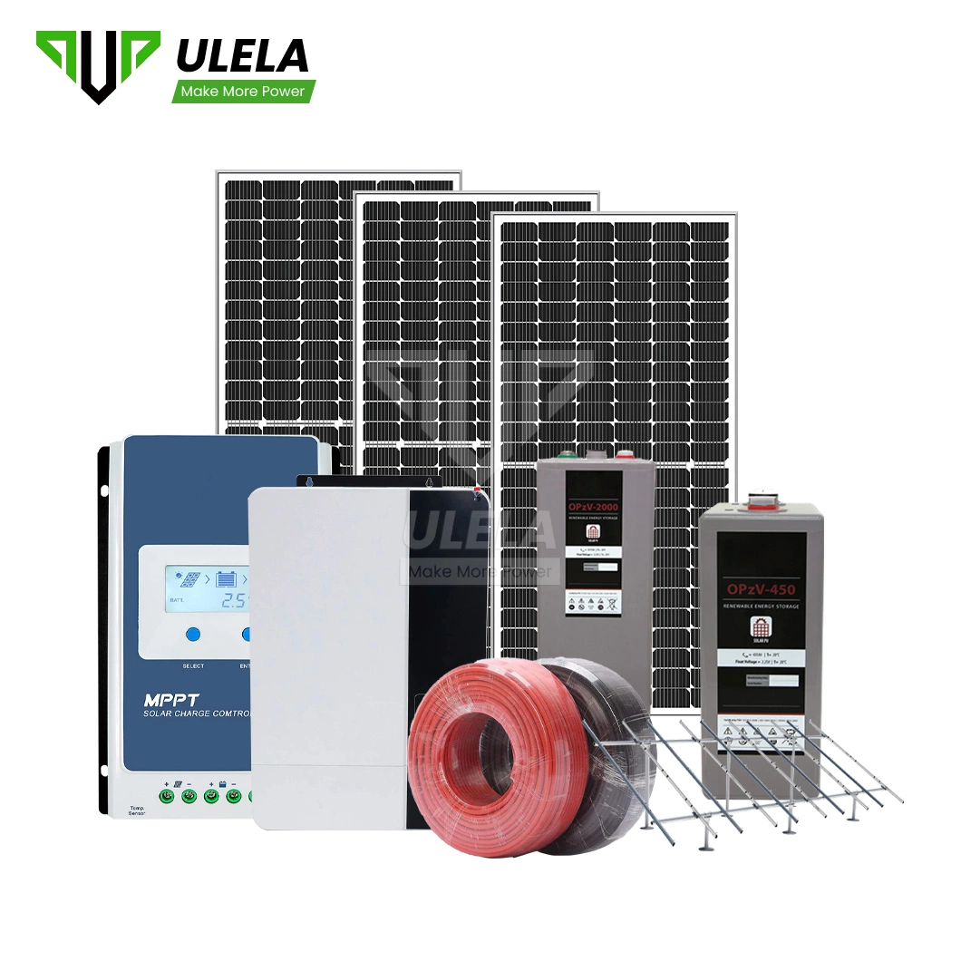 Ulela Système de Génération d'Énergie Solaire 5/10/10 kW Grossiste Échantillon Disponible Meilleur Système de Batterie Hors Réseau Chine Système PV Monté au Sol