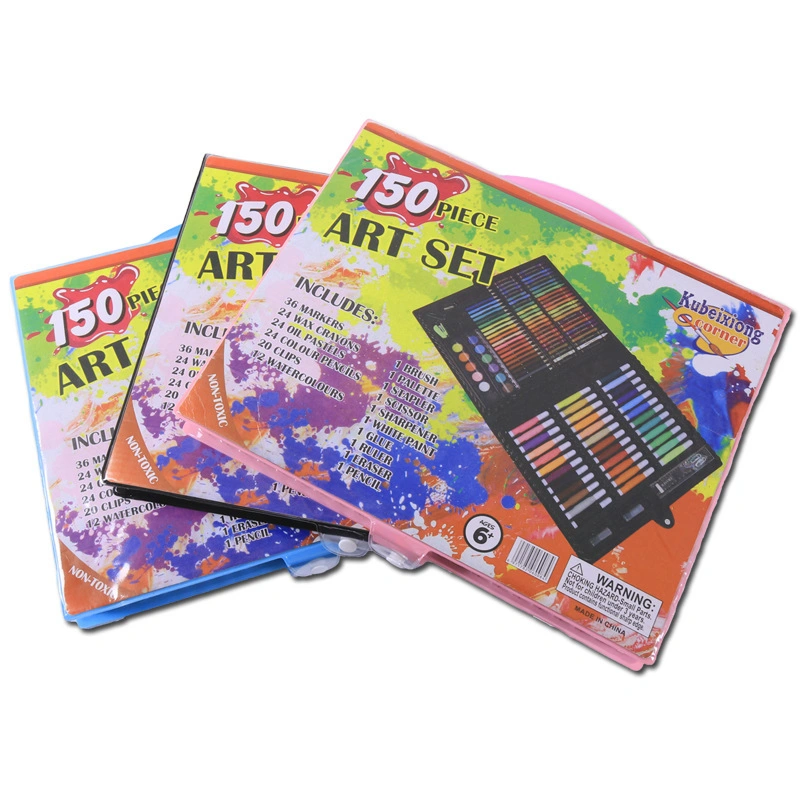 Amazon Wholesale/Supplier 150 Pieces Plastic Box Art Drawing Set for Kids Drawing Art Box with Oil Pastels, Crayons, Colored Pencils, Markers