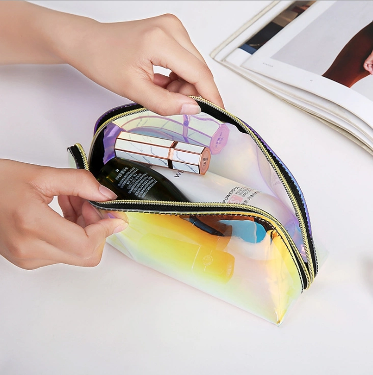 Customized PVC Transparent Cosmetic Bag Customized Colorful Plastic Gift Bag Laser Bag