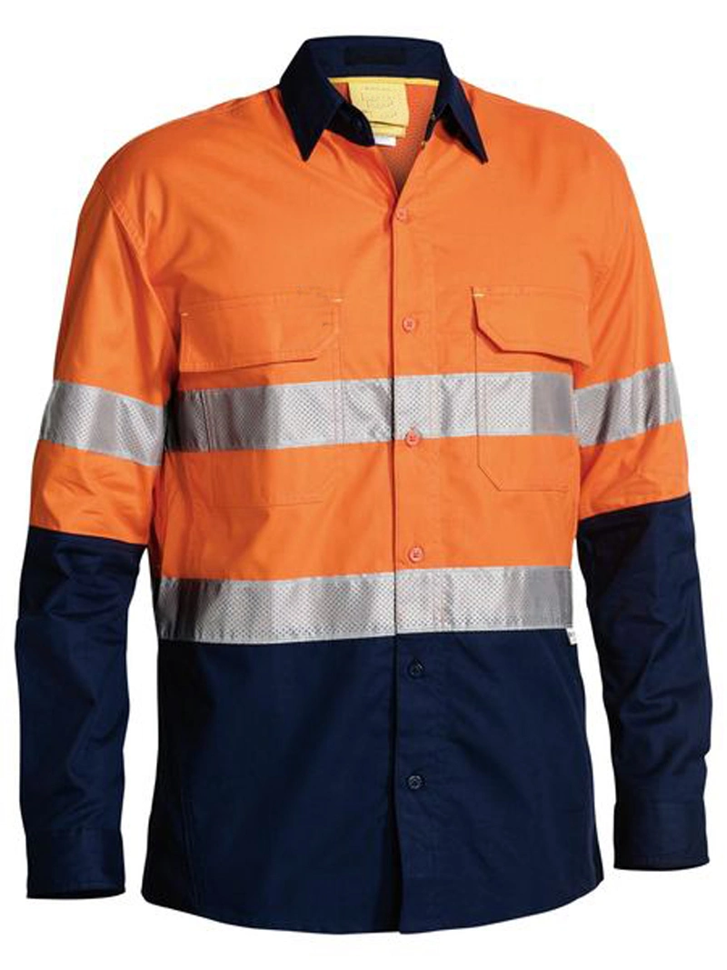 Seguridad algodón Trabajo Reflectivo Trabajo Camiseta Trabajo ropa Hombre Cuello de polo fluorescente los hombres trabajan fábrica resistente al fuego Mayoreo Naranja Camisa azul marino de dos tonos