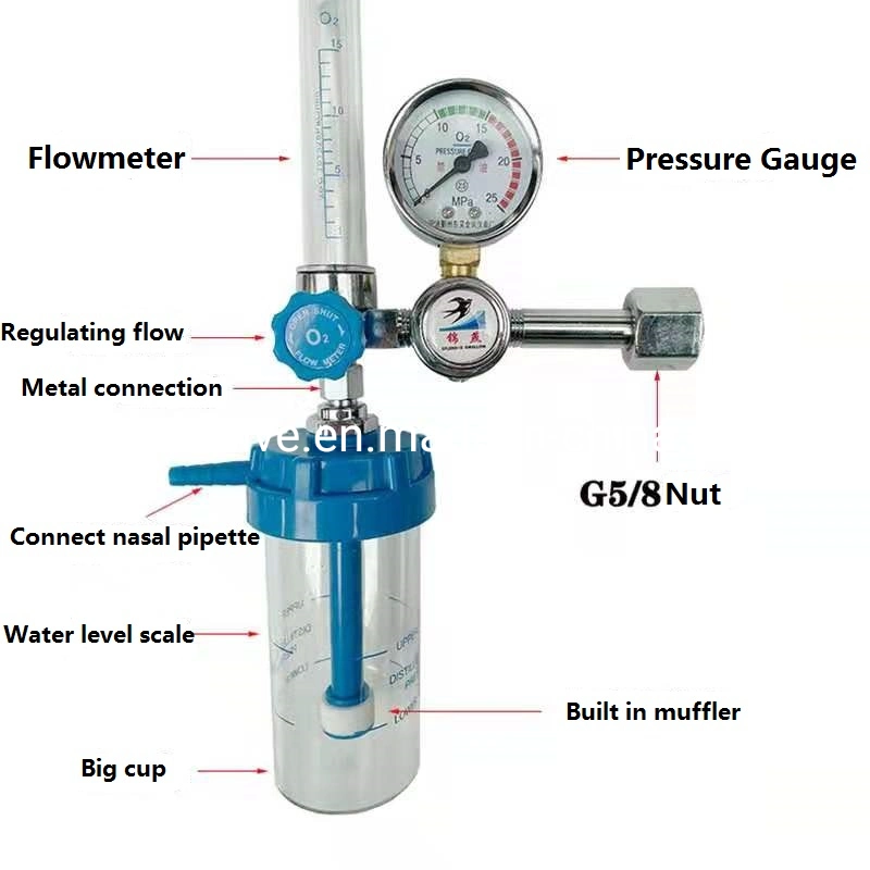 Conector macho del regulador de gas para el sistema de suministro de oxígeno