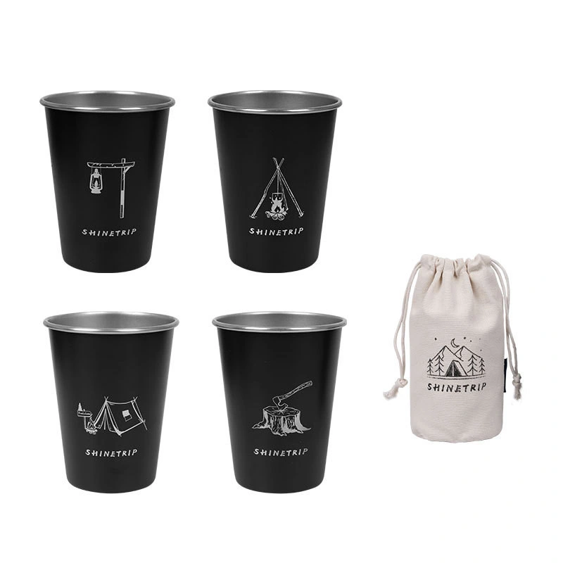 Camping extérieur portable 304 en acier inoxydable eau bière tasse thé Costume quatre pièces pour tasse