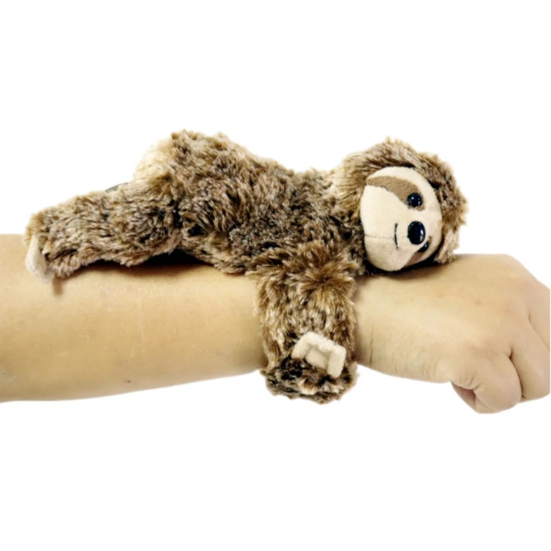 Los niños mayorista de peluches de animales Custom Brown pereza (H) de 17cm x 35cm (W) Las bandas de bofetada suave Peluche de regalo juguetes para niños Pulsera Brazalete Snapbands Sloth